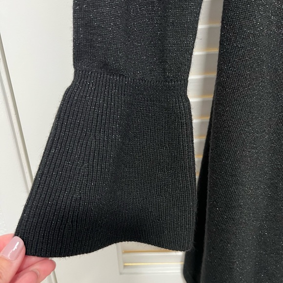 WHBM shimmery glittery black open front draped style cardigan sweater- Size M - Picture 4 of 7